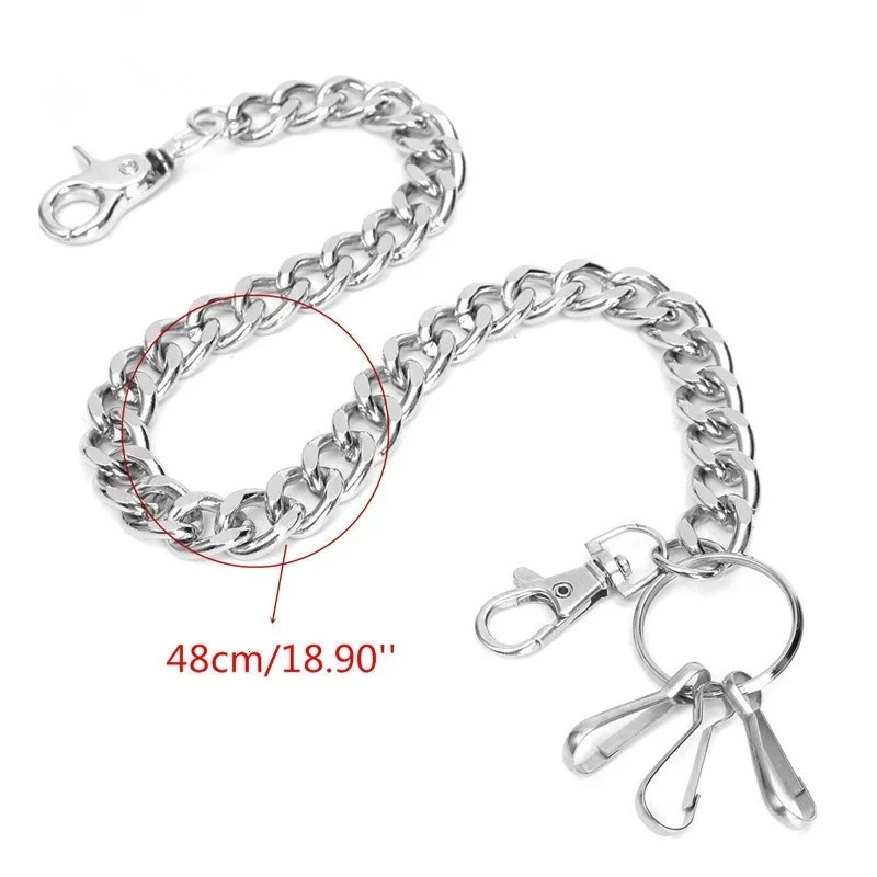 48cm Long Metal Wallet Belt Chain Rock Punk Trousers Hipster Pant Jean Keychain GIFT Ring Clip Keyring Mens HipHop Jewelry 251225