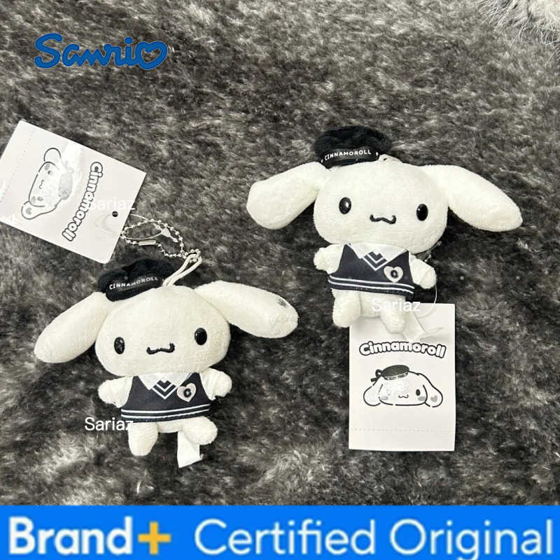 Sanrio Kawaii Sanrios Cinnamoroll Plush Pendant Black White Impression dark series Cartoon Stuffed Keyrings Toys Ornament girl Gifts H251225
