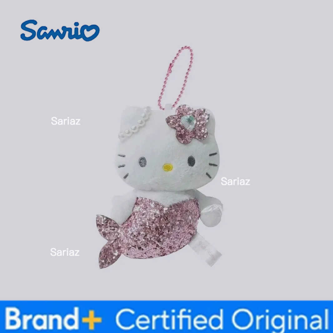 Sanrio Heiio Kitty Glitter Pink Mermaid Flowers Plush Toy Girl Bag Pendant Blue KT Stuffed Doll Keychain Decoration Holiday Gift H251225