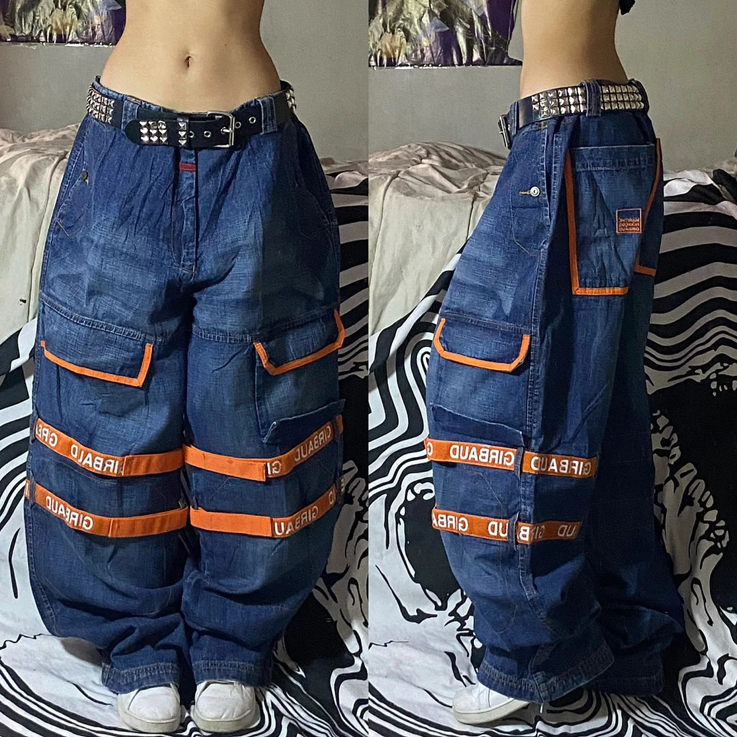 SIRI American Fashion Hiphop Joker Oversized Jeans Female Street Y2K Spot Mop Wideleg Pants Unisex Casual Loose 251225