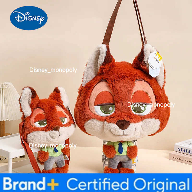 Disney Zootopia Judi Nick Plush Slung Doll Large-Capacity Shoulder Bag Cute Face Toy for Fans Animation Derivative Collectible H251225