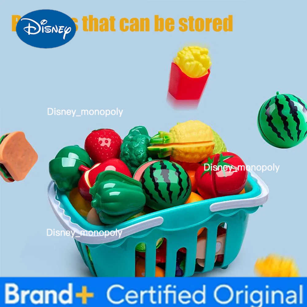 Disney Educational Toy Plastic Kitchen Toy Set Cut Fruit Vegetable Pizza Food Play House Simulation Toys Pretend Play Kids Toys Gifts H251225