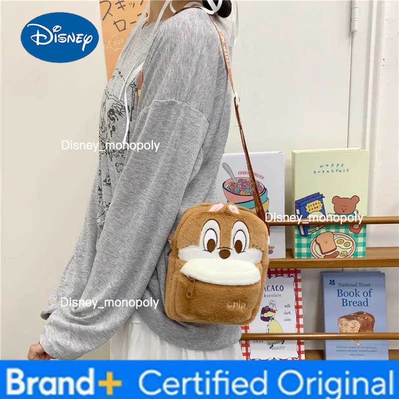 Disney 2025 Stitch Winnie Bear Cute Plush Crossbody Bag Cartoon Doll Mobile Phone Bag H251225