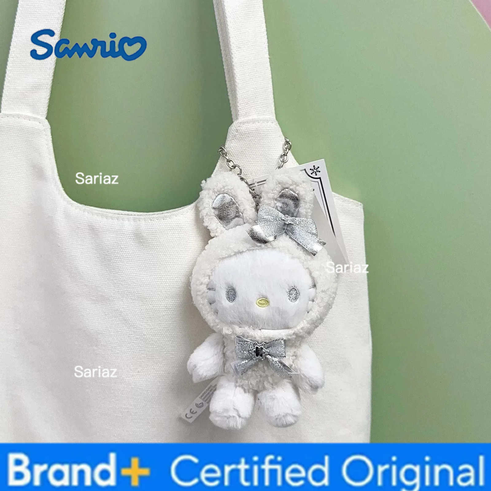 Sanrio Cute Plush Doll Winter Snow Rabbit White HelloKitty Melody Cinnamoroll Plush Keychain DIY Bag Pendant Keychain Accessories Gift H251225