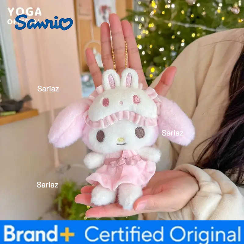 Sanrio 10Cm Cartoon Animation Hello Kitty Cinnamoroll Kuromi My Melody Eye Mask Plush Doll Keychain Kawaii Couple Backpack Pendant Gift H251225
