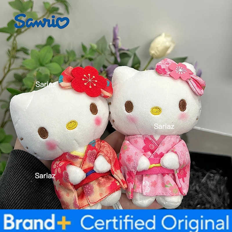 Sanrio Cute Hello Kitty Kimono Plush Doll Anime Figure Japanese Style Sakura Keychain Bag Accessory Girlfriend Gifts H251225