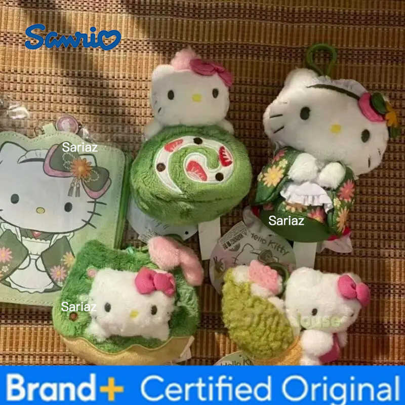 Sanrio Cute Cartoon Kawaii Matcha Series New Japanese Dessert Cake Roll Hello Kitty Plush Doll Keychain Bag Pendant Toy Gift H251225