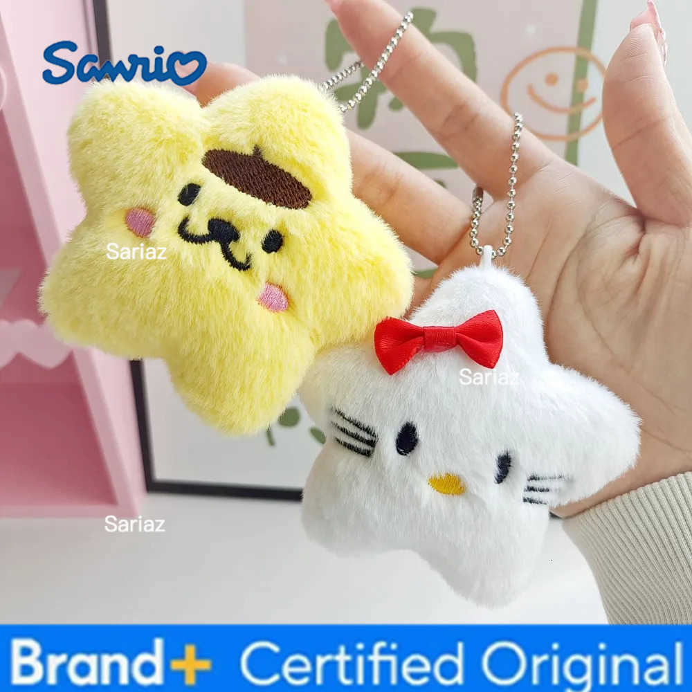 Sanrio Stuffed Hanging Keychain Hello Kitty Kuromi Cinnamoroll Star Cute Cartoon Doll Bag Accessories Ornament Keychains Gifts H251225
