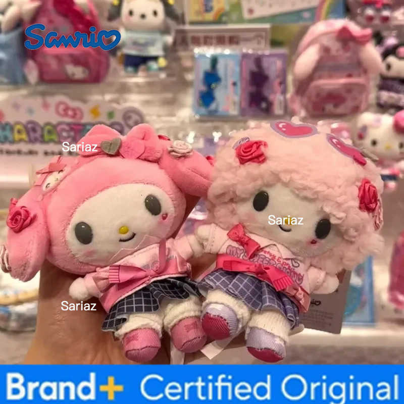 Sanrio School Style Hello Kitty My Melody Plush Keychain 90s Gal Flower Kawaii Bag Charm For Girls Gift H251225