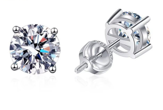 Custom Fine Jewelyr Earrings 4 Prongs Inlay Real Solid 18k 14k 10k Gold Earring Round Brilliant 1 2 4 Carat Lab Diamond Earings