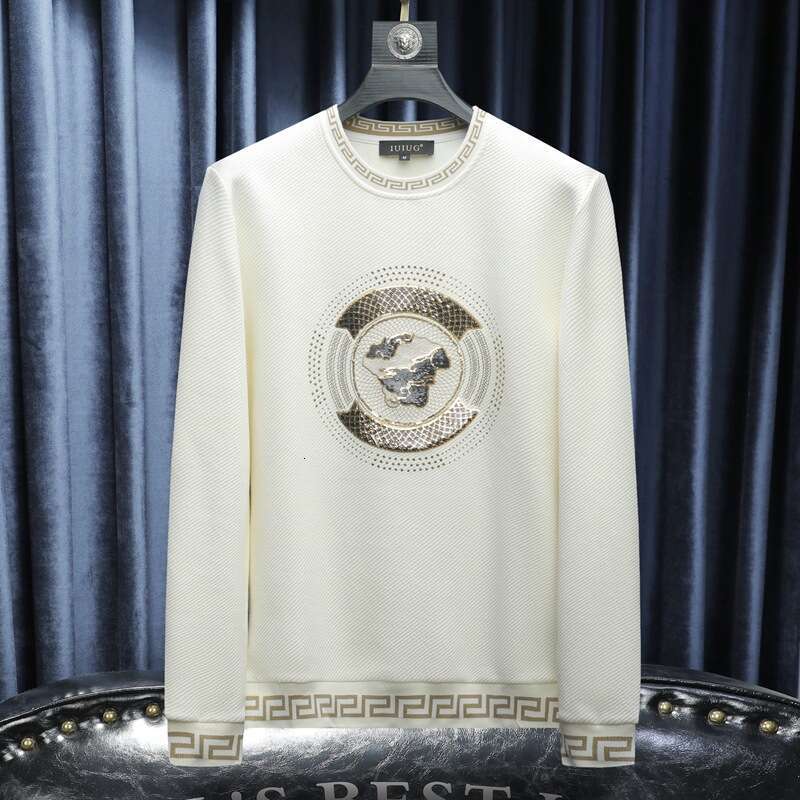 SANRAN New Sequin Embroidered Crew Neck Casual Versatile Sweatshirt Fashion Trend Men's Base Shirt
