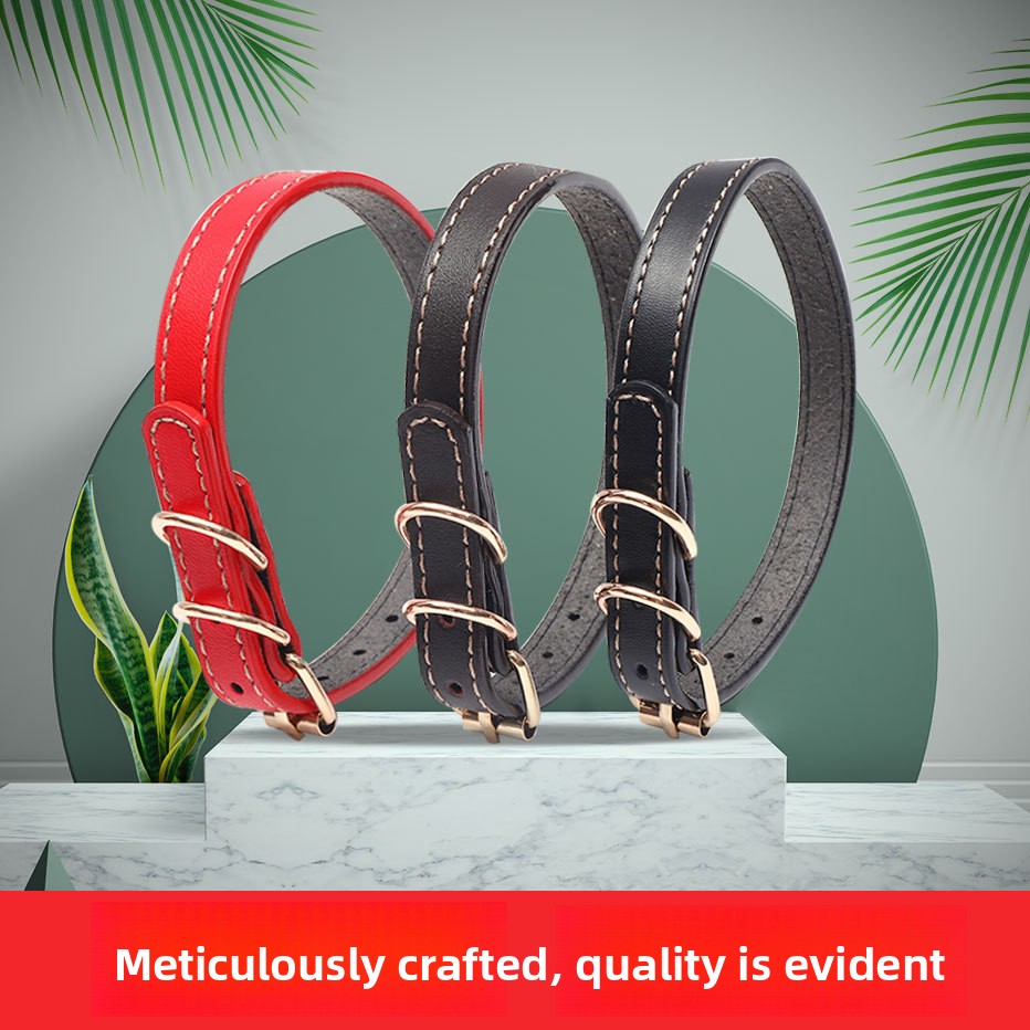 Adjustable PU Leather Dog Collar with Thick Soft Padding and Metal Buckle Safe Non-toxic Pet Collar