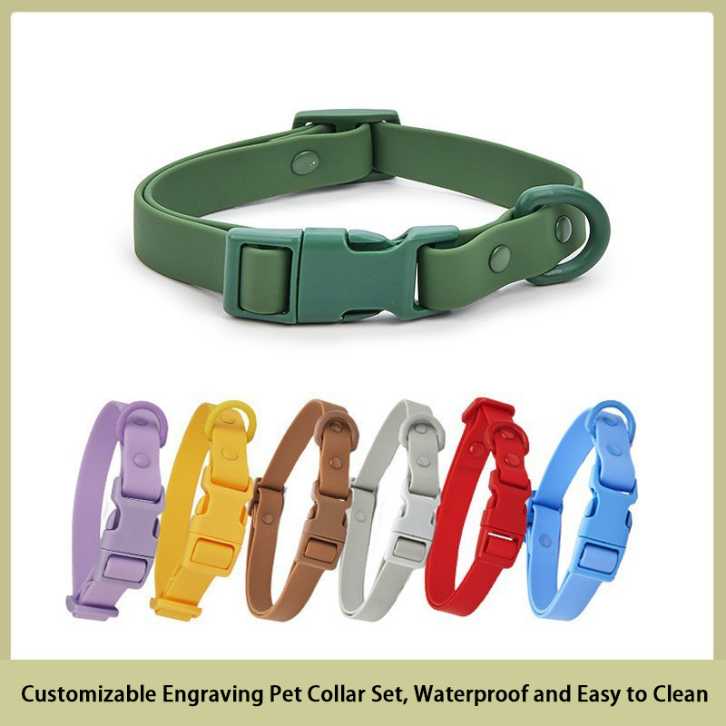 Waterproof Soft PVC Dog Collar with Leash Set Durable Pet Neckband for Dogs Comfortable Adjustable