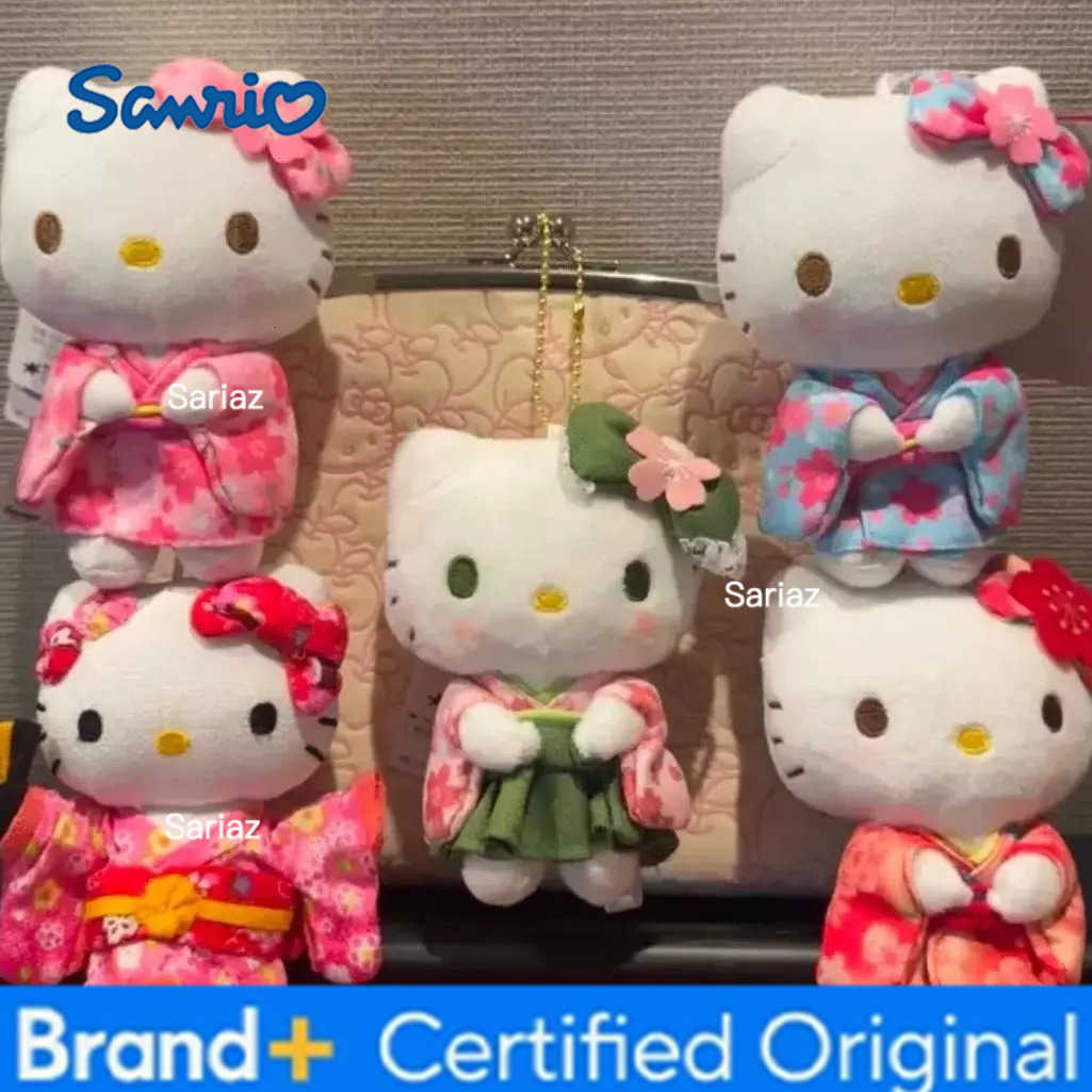 Sanrio 10cm Hello Kitty Japanese Style Kimono Plush Doll Toy Keychain Kawaii Cartoon Kt Cat Backpack Charm Decoration Gifts H251225