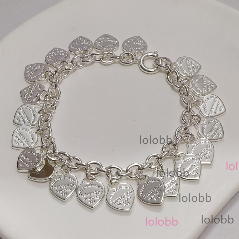 tiffamy and co tiffanyx tiffanies Bangle 925 Sterling Silver Multi-heart Bracelet Tassel Heart Dangle Charm Link Bracelet Jewelry Gift For Women 3N7Q