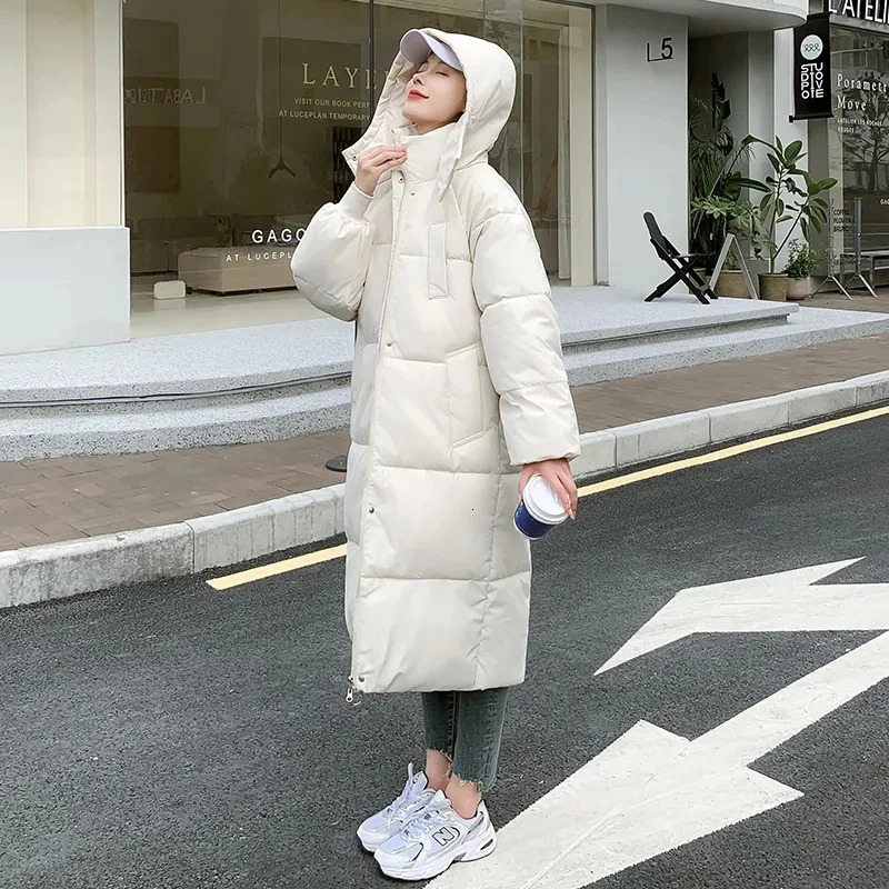Womens Winter Parka Coat Korean Version Fashion Loose Lady Outerwear Elegant Versatile Hooded Ladies Down Cotton Jacket 251225