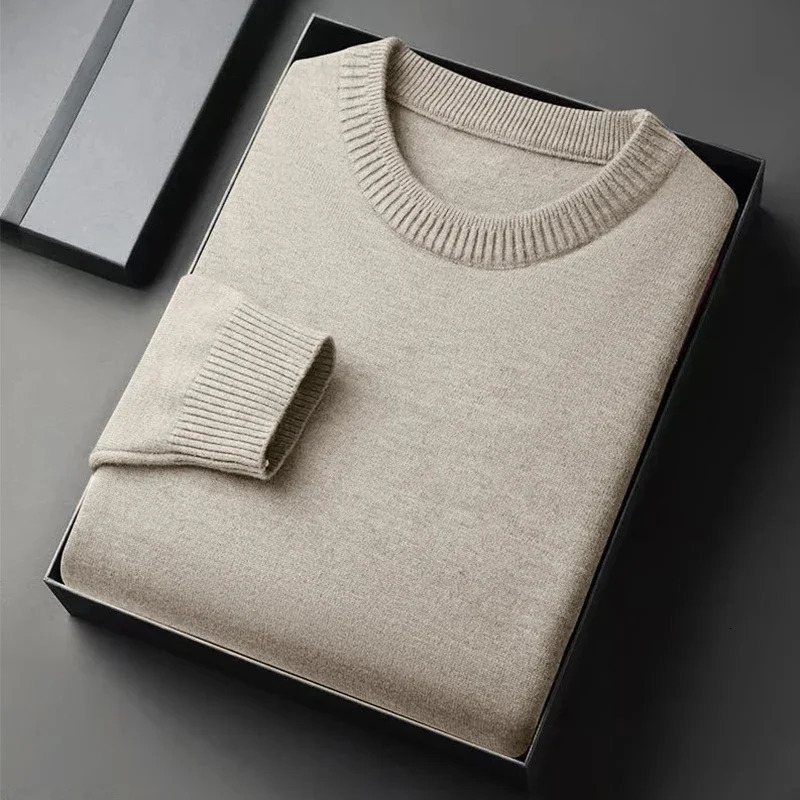 Mens Classic Crewneck Knit Pullover Sweater Long Sleeve Soft Casual Lightweight Solid Color Softwear for Men 251225