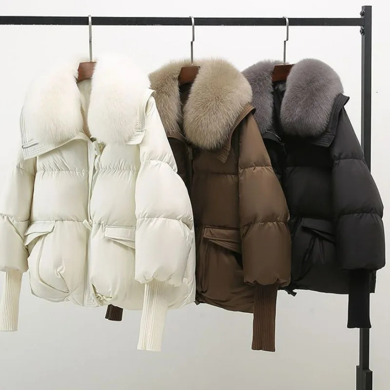 Women Parkas Down Cotton Short Padded Jacket Fur Collar Autumn Winter Thick Coats Female Black Casual Outerwear Clothes 251225