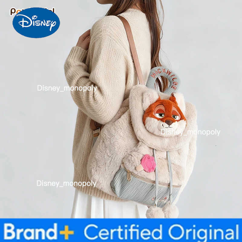 Disney Potdemiel Official Zootopia Judy Nick Plush Backpack Autumn/Winter Large Capacity Cute And Soft Schoolbag Birthday Gift H251225