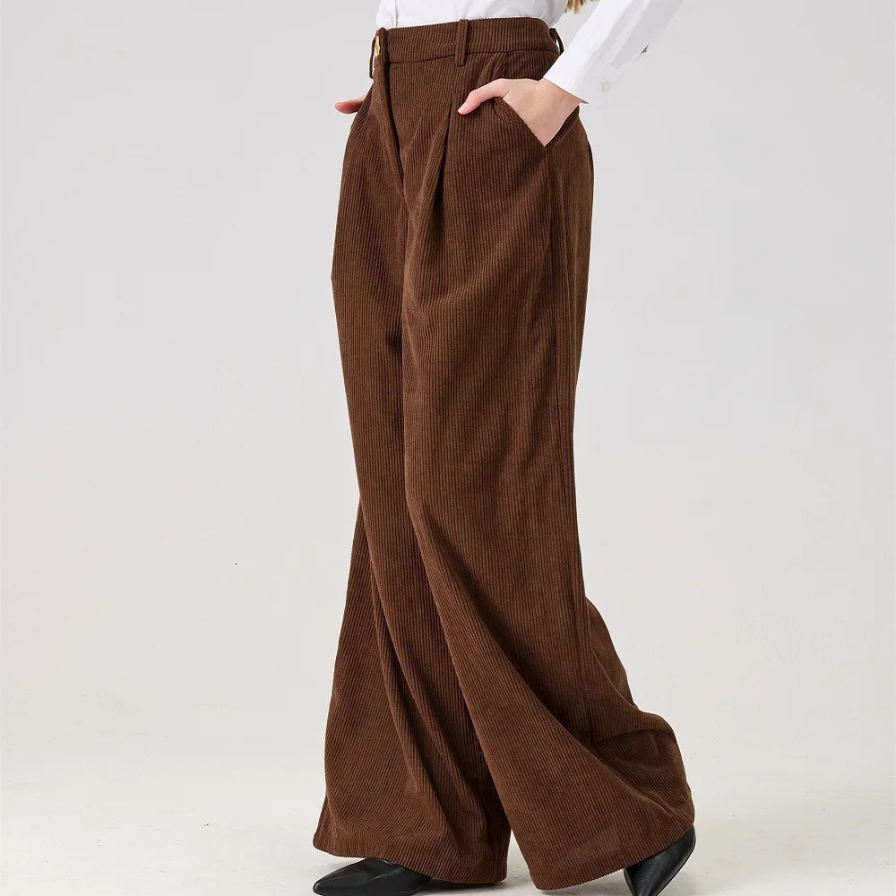 2026 Womens Clothing WideLeg Pants Corduroy Loose Fit Casual High Waist Wear Trousers Y2K Fashion Commuter 251225