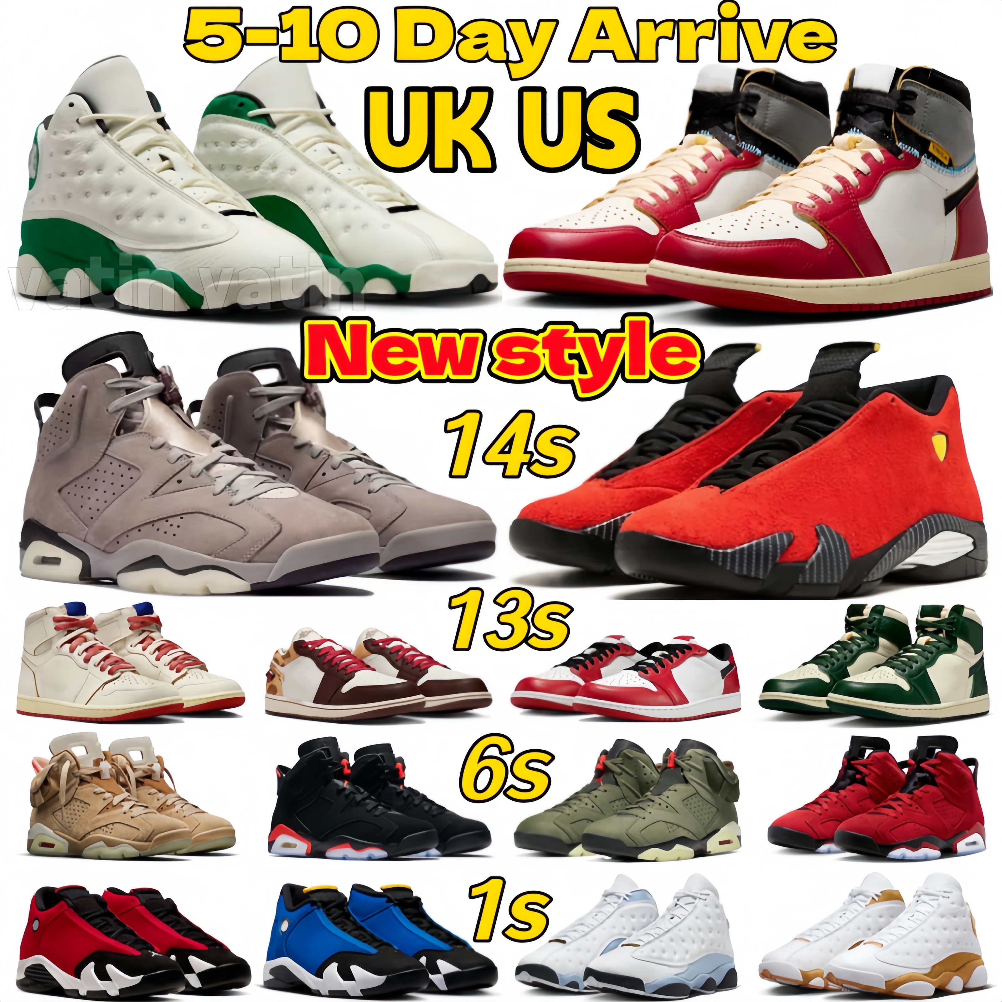 with box Designer shoes 1s 6s 13s 14s basketball shoes for men women shoes Ferrari Black Cat Cool Grey Infrared Chicago Bred Varsity Red trainer sneakers outdoor shoes