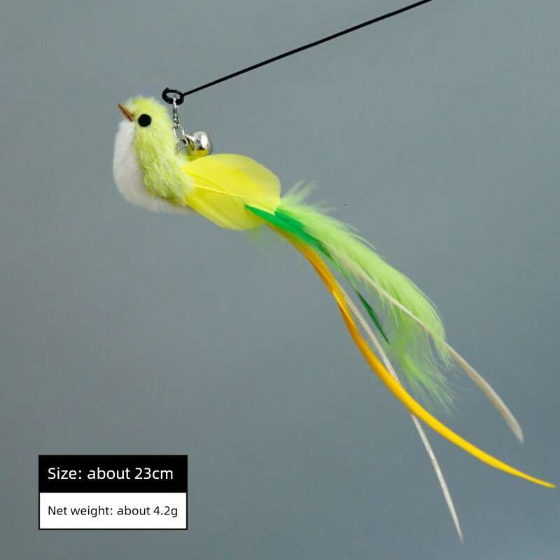 Bird Realistic Style Long Handled & Cat Teaser With Replaceable Feather Tips Cat Toy Pet Supplies