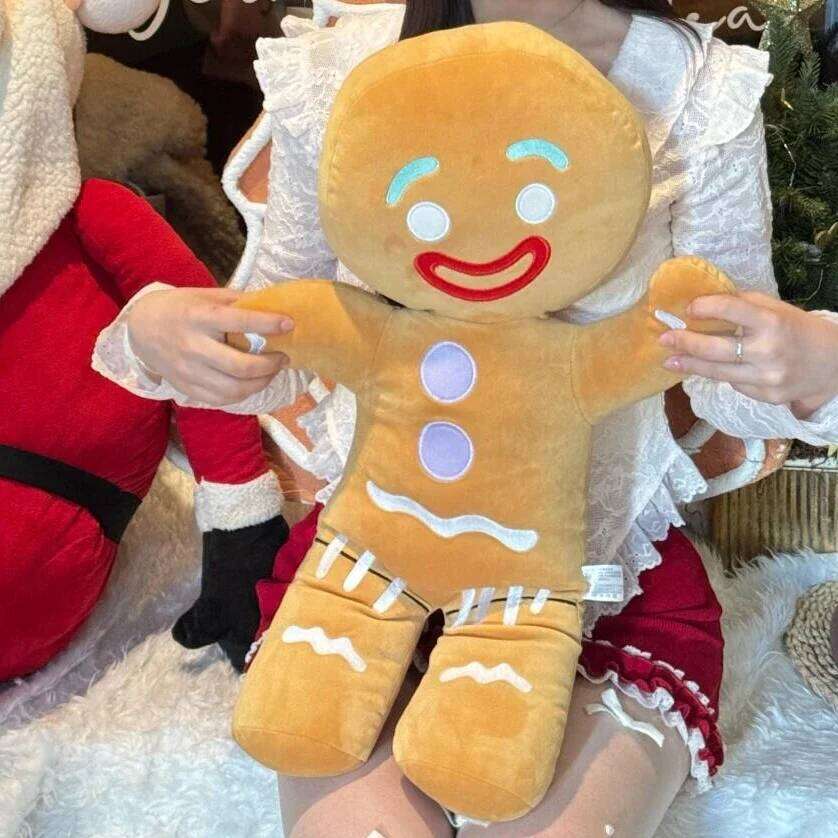 Adorable Gingerbread Plush Toy Soft Stuffed Biscuit Doll Cookie Man with Smile Face Plushies Cute Gift Girl Christmas Decor X251225