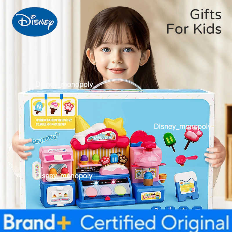 Disney Children Ice Cream Toy for Girl Play Dough Color Machine With Music and Light Boy Toy Food Fake Kids Supermarket 3 Years Gifts H251225 H251225