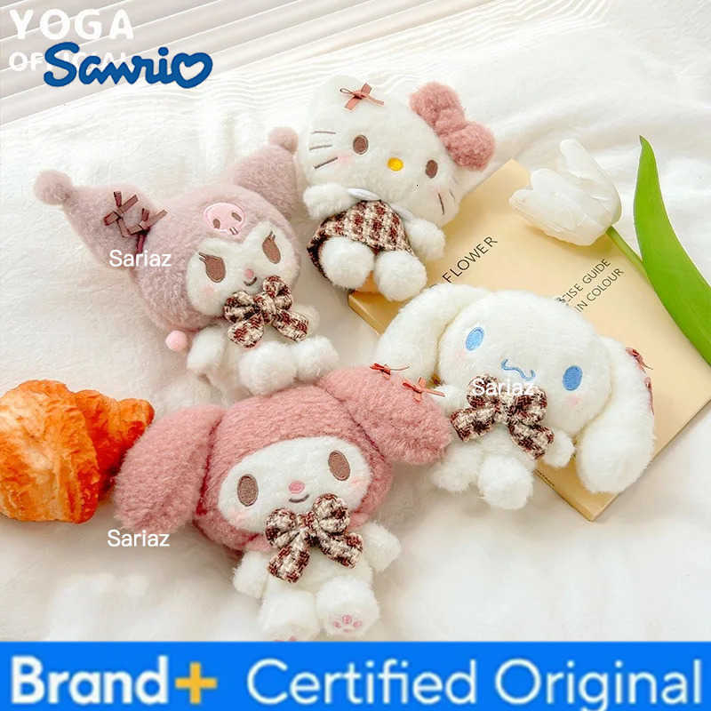 Sanrio 10Cm Anime Hello Kitty My Melody Kuromi Plush Keychain Pendant Cute Plush Doll Plaid Pendant Cartoon New Bag Pendant H251225