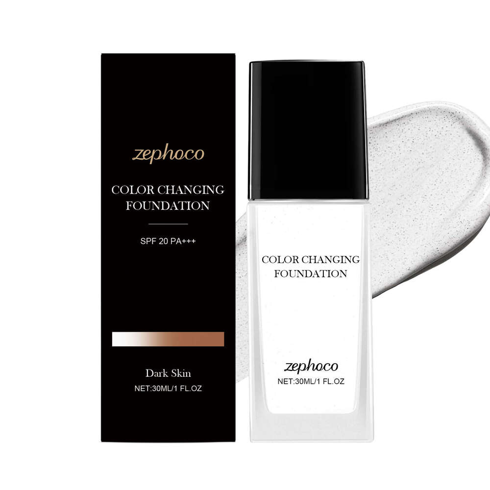 Zephoco Deep Skin Tone Color-Changing Foundation Lightweight Comfortable Long-Lasting Hydrating Natural Concealer Clear and Transparent
