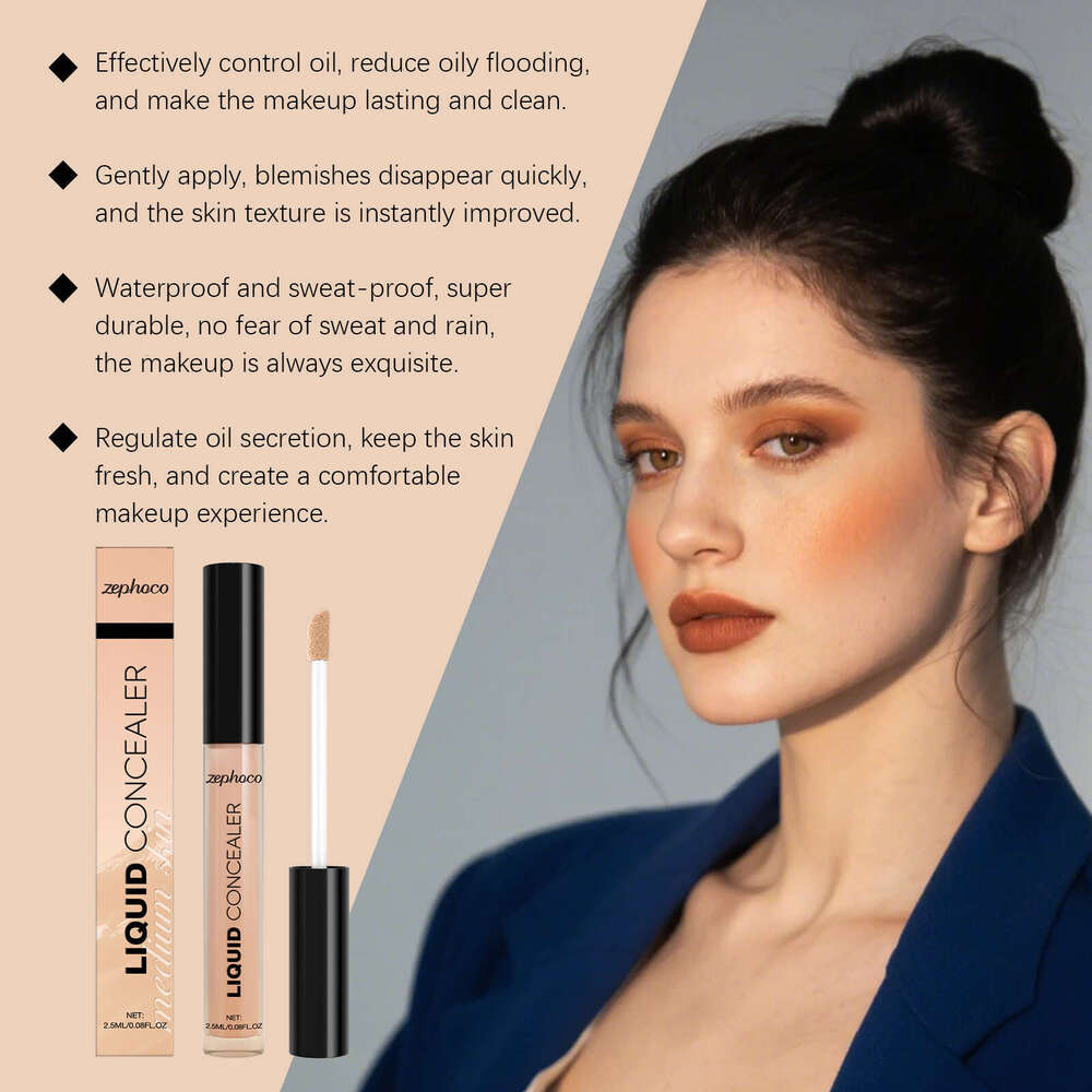 zephoco Long-lasting Concealer Medium Skin Tone Hydrating Delicate Cover Blemishes Dullness Natural Contour Liquid