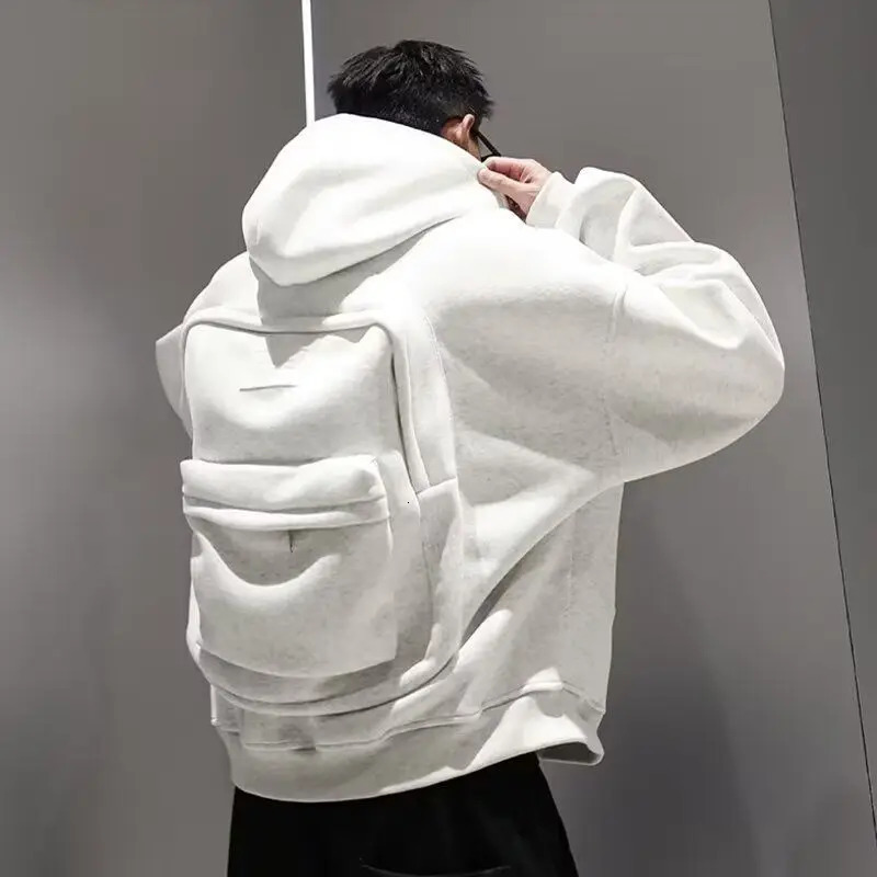 Autumn Winter American High Street Fashion Threedimensional Backpack Men Clothing Y2K Trend Hoodie Oversized Casual Sportswear 251225