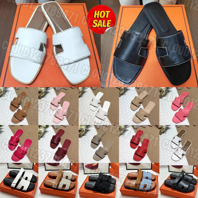 Designer slides slippers Indoor slippers bathroom sandals womens luxury triple black white brown leather suede flat slide beach black ladies outdoor shoes