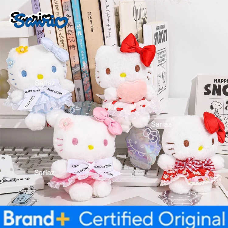 Sanrio Cartoon Kuromi Hello Kitty Plush Pendant Keychain Key Ring Anime Action Figures Collection Model Toys Kids Jewelry Gifts H251225