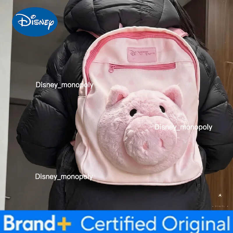 Disney Toy Story Hamm Big Head Cartoon Backpack Pink Pig Cute Large-Capacity Doll Schoolbag Anime Peripheral Surprise Gift for Girls H251225