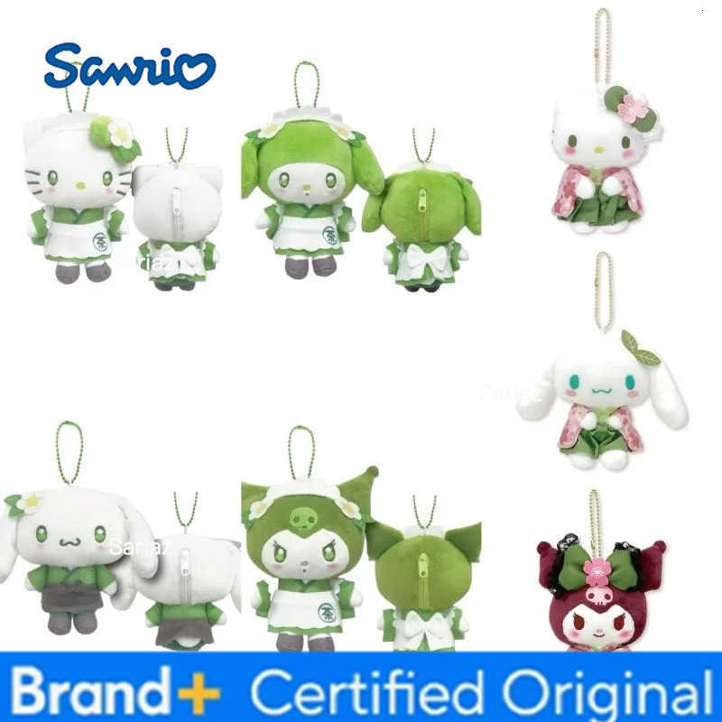 Sanrio NEW cute Hello Kitty Plush Toy Matcha Keychain Matcha Maid Kuromi Cinnamoroll Kimono Kitty cat Plush doll Pendant Charm H251225