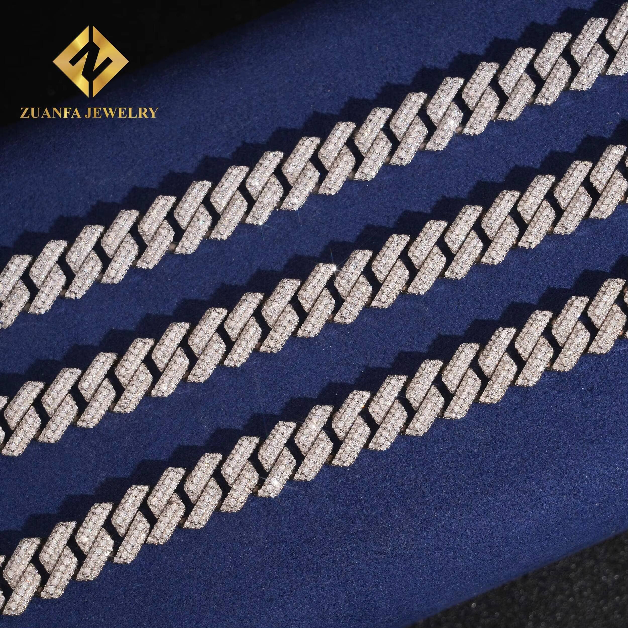 Fashion 125mm VVS1 Moissanite Cuban Link Chain Necklace Bracelet Men HipHop Iced Out Diamond 925 Sterling Silver with GRA - view 5