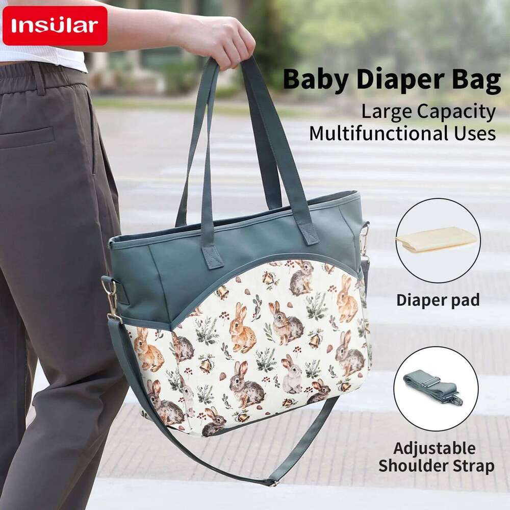 INSULAR Waterproof Crossbody Handbag Single Shoulder Portable Mommy with Large Capacity Multi-functional Baby Diaper Bag X251225