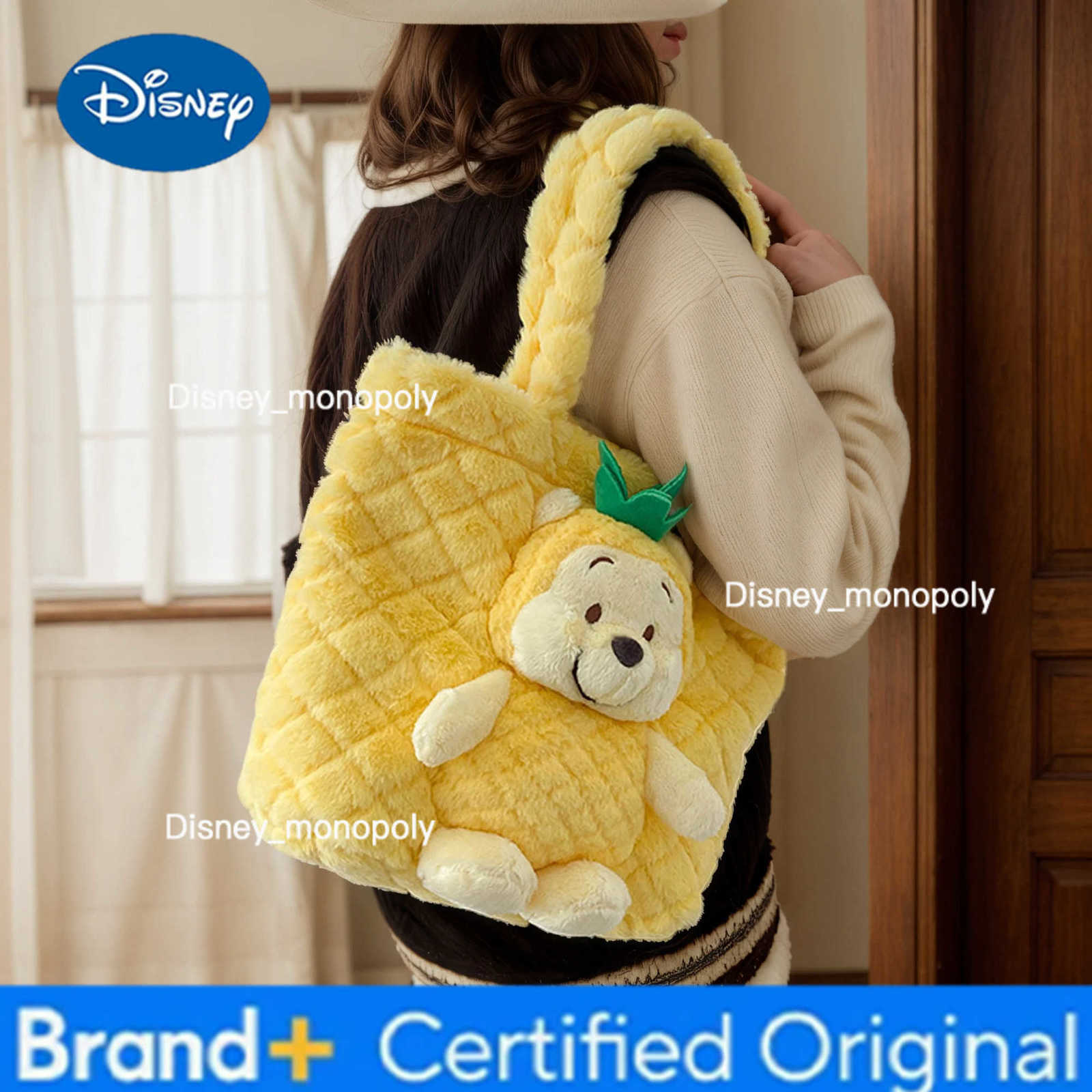 Disney New Cartoon Plush Doll Shoulder Bag Sweet and Cute Soft Handbag For Girls Stitch Strawberry Bear Tote Bag H251225