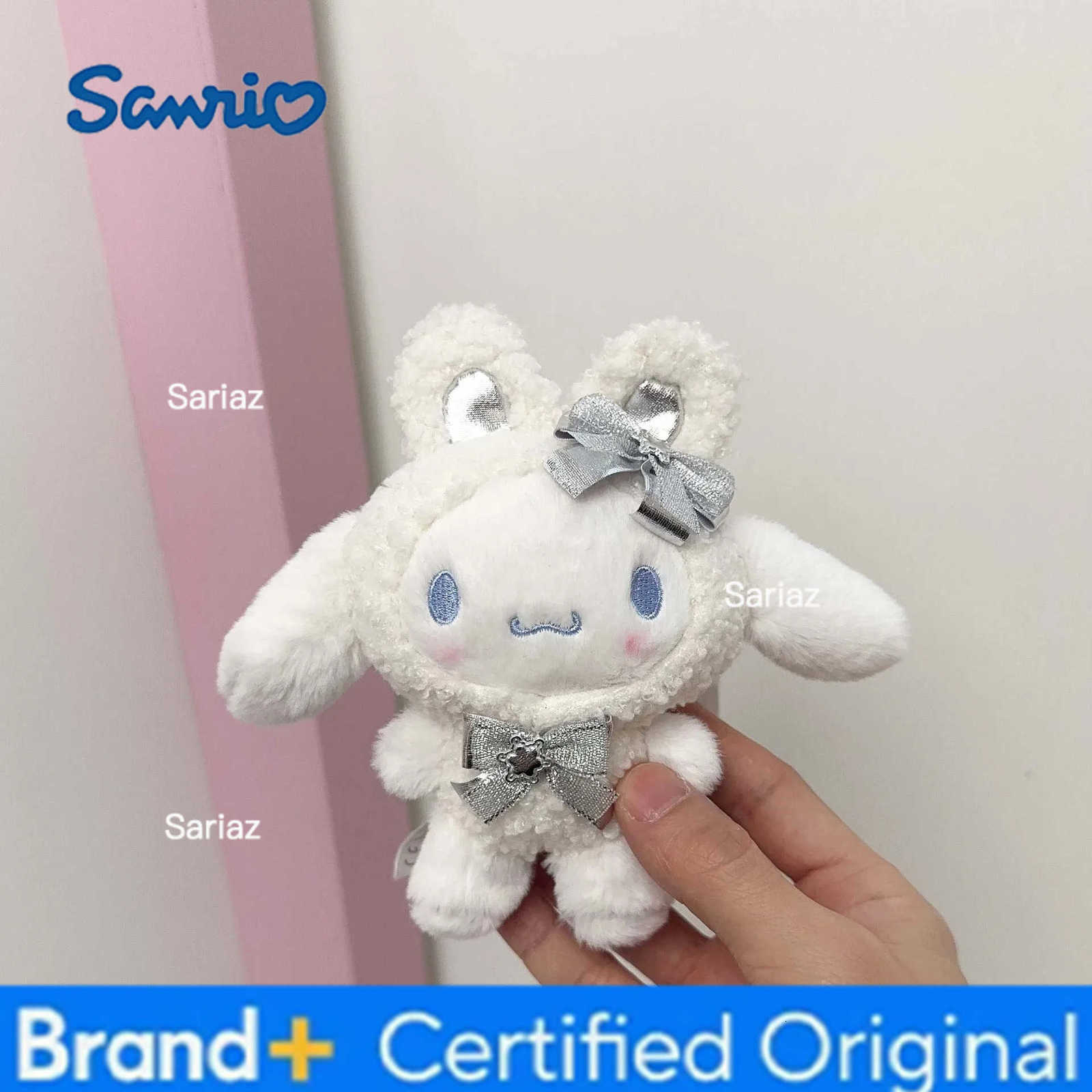 Sanrio Cute Plush Doll Winter Snow Rabbit White HelloKitty Melody Cinnamoroll Plush Keychain DIY Bag Pendant Keychain Accessories Gift H251225