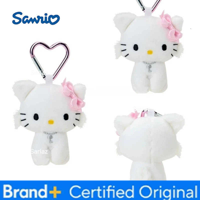 Sanrio Cartoon Sanrios Plush Doll Sweet Hellokittys heart button Bag Pendant Cute kitten Plush Doll Girl backpack charm Decoration Gift H251225