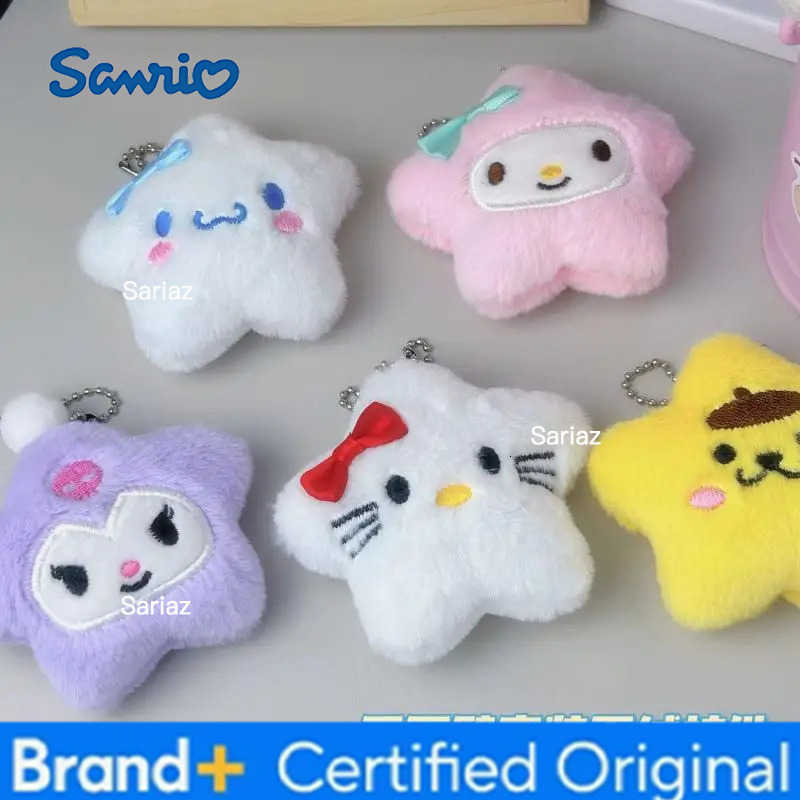Sanrio My Melody Kuromi Piano Stars Kawaii Cartoon Keychain Cinnamoroll Plush Toys Pendant Girls Kids Birthday Gift Decoration H251225