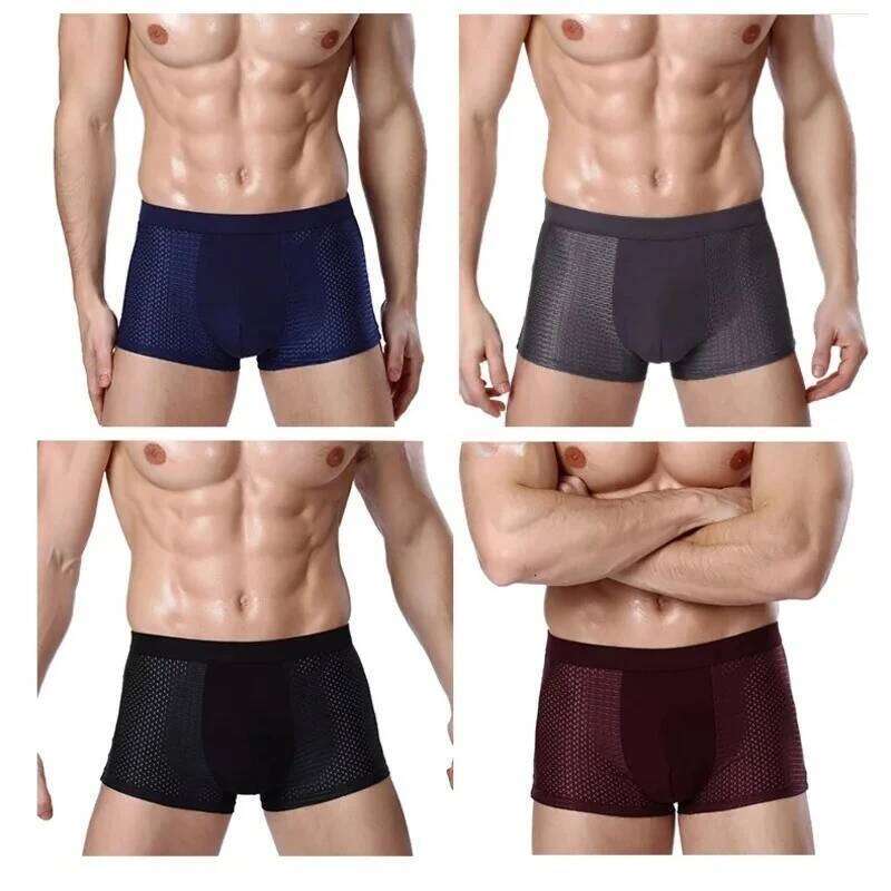 Plus Size 8XL Men's Underwear Bamboo Fiber Breathable Boxer Shorts Anti Chafing Solid Panties 4 Pack Moisture Wicking Underpants X251225