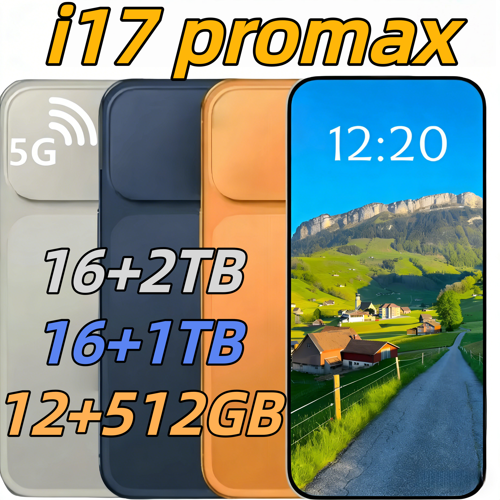 i17 pro max phone 6.9inch cell phone 5G smartphones 16GB RAM 1TB full screen HD+Android operating system Face ID GPS Octa Core android unlock mobile phones Sealed Box