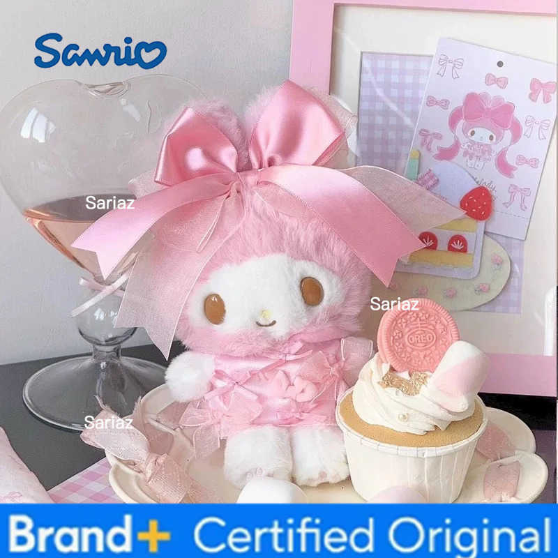 Sanrio Kawaii Cartoon My Melody Plush doll 50Th Anniversary bowknot Melody Plush Keychain Bag Accessory Toys Collectible Birthday Gift H251225