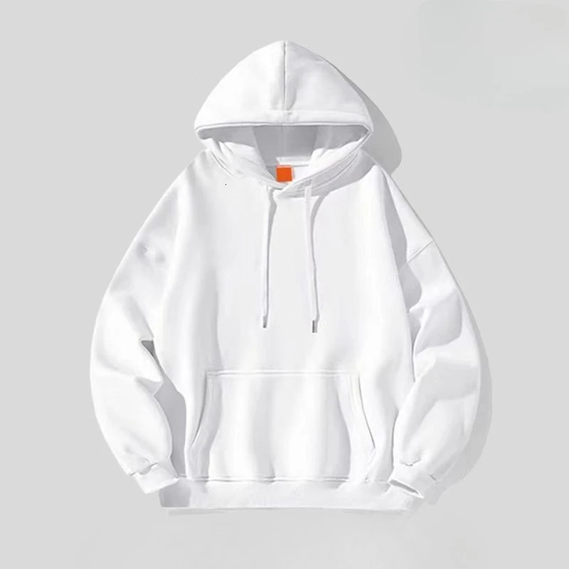 Mens hooded sweatshirt autumn and winter Y2K retro soft adult solid color street casual basic 251225