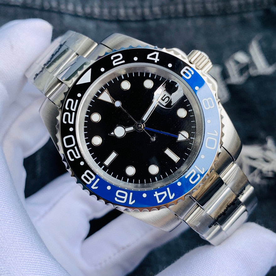 Designer Mens Watch Inter Milan Circle Blue GMT Pointer Waterproof Watch High Quality Automatic Mechanical Movement Oysters Strap Wristwatch