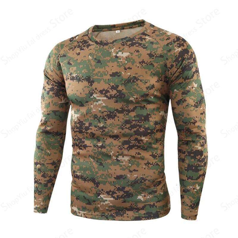 2025 3D Printed Pattern Long Sleeve T-Shirt Fashion Breathable Outdoor Camouflage Top Men's Clothing