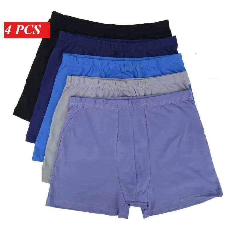 4Pcs 100% Cotton Men's Boxer Briefs Plus Size 8XL-10XL Loose Fit Underwear Big Tall Soft Breathable Anti-Chafing Men Underpants X251225