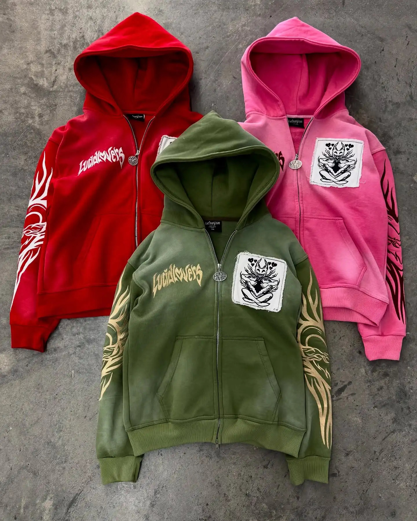 American Hip Hop Joker Pattern Embroidered Zipper Hoodie Women Street Y2K Punk Fleece Padded Sweatshirt Unisex Casual 251225